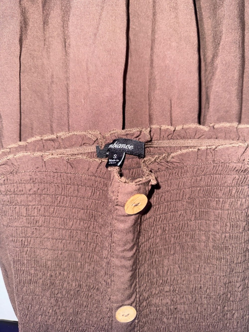 Ambiance Chocolate Brown Smocked Waist Midi Skirt